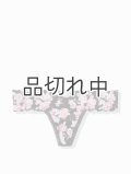 【Victoria's Secret PINK/ヴィクトリアシークレットピンク】So Soft Lace Thong ショーツ(XS)：ピュアブラック/ピンクウォーターリリー