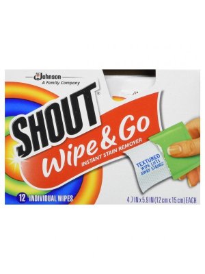 画像1: 【Shout/シャウト】Wipe & Go (ワイプアンドゴー)携帯シミ抜きウェットティッシュタイプ：12個入り