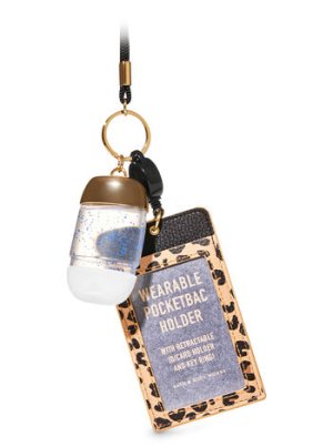 画像1: ★50％OFF★2690円→1345円【Bath&BodyWorks】ネックストラップ＆IDケース付き☆ミニハンドジェルホルダー：ウェアラブルレオパードIDカード
