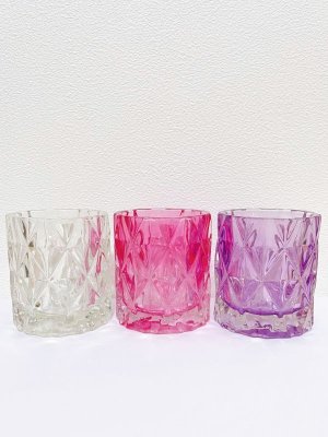 画像1: ★1コイン500円★【YANKEE CANDLE/ヤンキーキャンドル】サンプラー(ミニキャンドル)キャンドルホルダー：フラクタルグラス