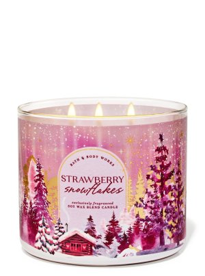 画像1: 【Bath&BodyWorks】3-wickキャンドル（14.5oz）：ストロベリースノーフレーク