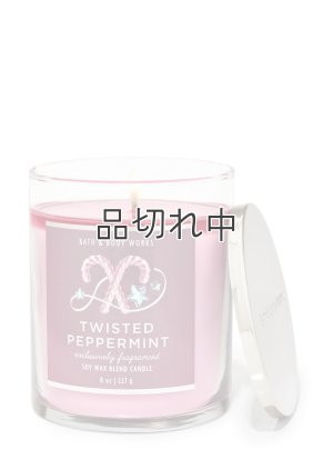 画像1: 【Bath&BodyWorks】シグネチャー1-wickキャンドル（8oz）：ツイステッドペパーミント