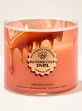 【Bath&BodyWorks】3-wickキャンドル（14.5oz）：バタースコッチスワール