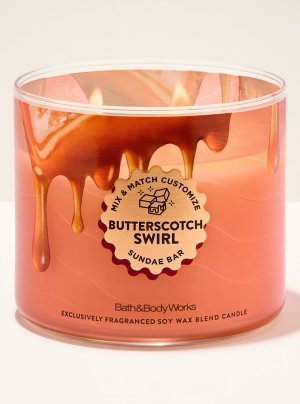 画像1: 【Bath&BodyWorks】3-wickキャンドル（14.5oz）：バタースコッチスワール