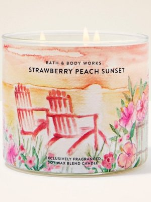 画像2: 【Bath&BodyWorks】3-wickキャンドル（14.5oz）：ストロベリーピーチサンセット