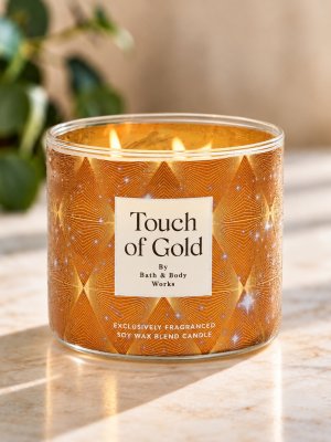 画像1: 【Bath&BodyWorks】3-wickキャンドル（14.5oz）：Touch of Gold (タッチオブゴールド)