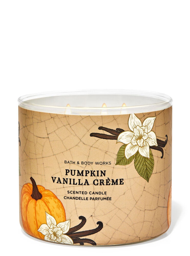 【Bath&BodyWorks】3-wickキャンドル（14.5oz）：パンプキンバニラクリーム