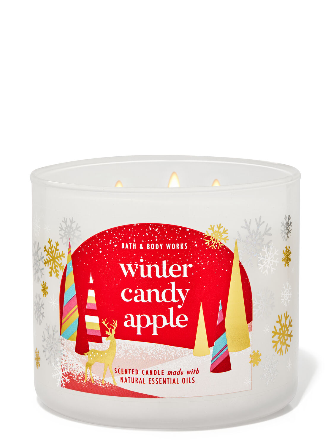 【Bath&BodyWorks】3-wickキャンドル（14.5oz）：ウィンターキャンディアップル