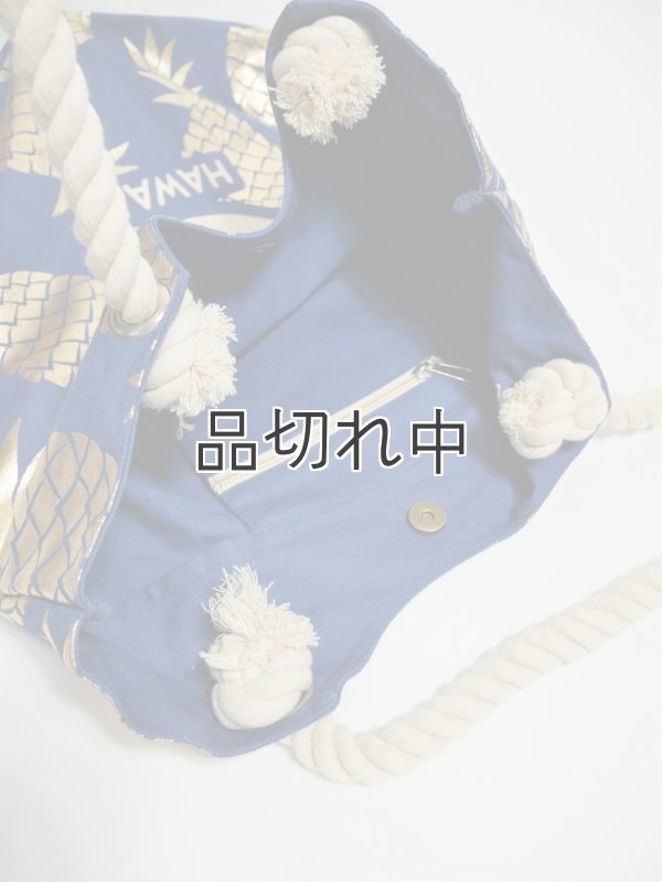 画像6: 【Whole Foods Market/ホールフーズマーケット】ハワイ限定☆ロープエコバッグ：ネイビー×ゴールドパイナップル