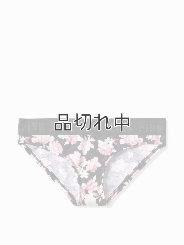 画像1: 【Victoria's Secret PINK/ヴィクトリアシークレットピンク】Logo Bikini ショーツ(XS)：ブラック/フラワー