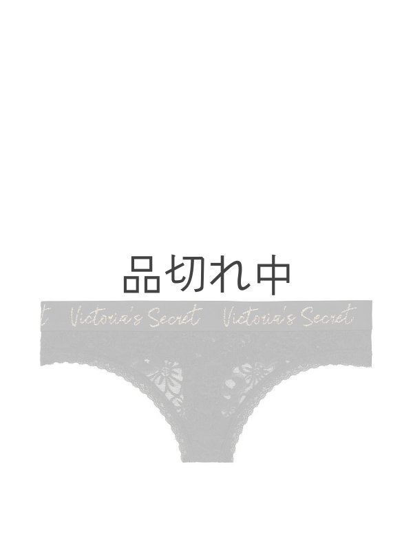 画像1: 【Victoria's Secret/ヴィクトリアシークレット】Script Logo Thong Panty ショーツ(XS)：ブラック