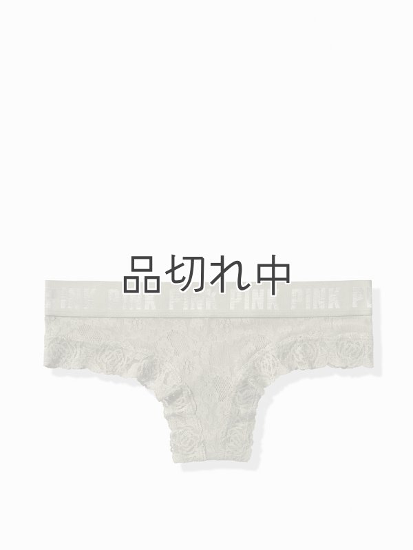 画像1: 【Victoria's Secret PINK/ヴィクトリアシークレットピンク】Lace Logo Cheekster ショーツ(XS)：シェールグリーン