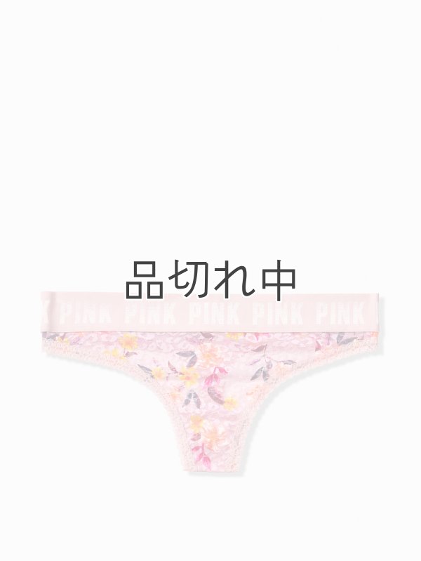 画像1: 【Victoria's Secret PINK/ヴィクトリアシークレットピンク】Lace Logo Thong ショーツ(XS)：ローズフローラル