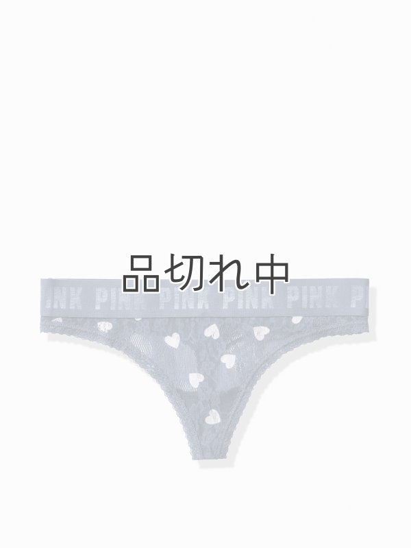 画像1: 【Victoria's Secret PINK/ヴィクトリアシークレットピンク】Lace Logo Thong ショーツ(XS)：ブルーハート