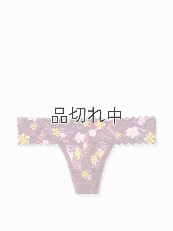 画像1: 【Victoria's Secret PINK/ヴィクトリアシークレットピンク】So Soft Lace Thong ショーツ(XS)：ルーシャスプラムフローラル