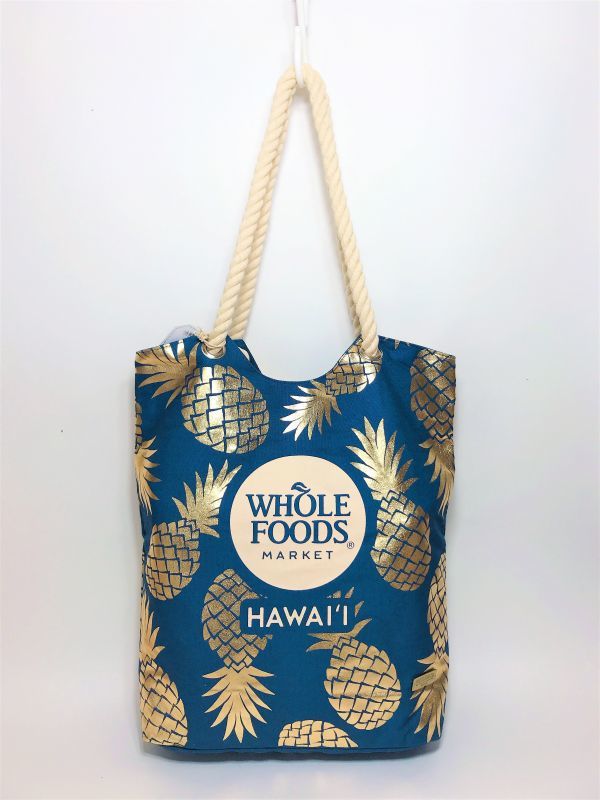 Whole Foods Market/ホールフーズマーケット】ハワイ限定☆ロープエコバッグ：ネイビー×ゴールドパイナップル - Casual+Style