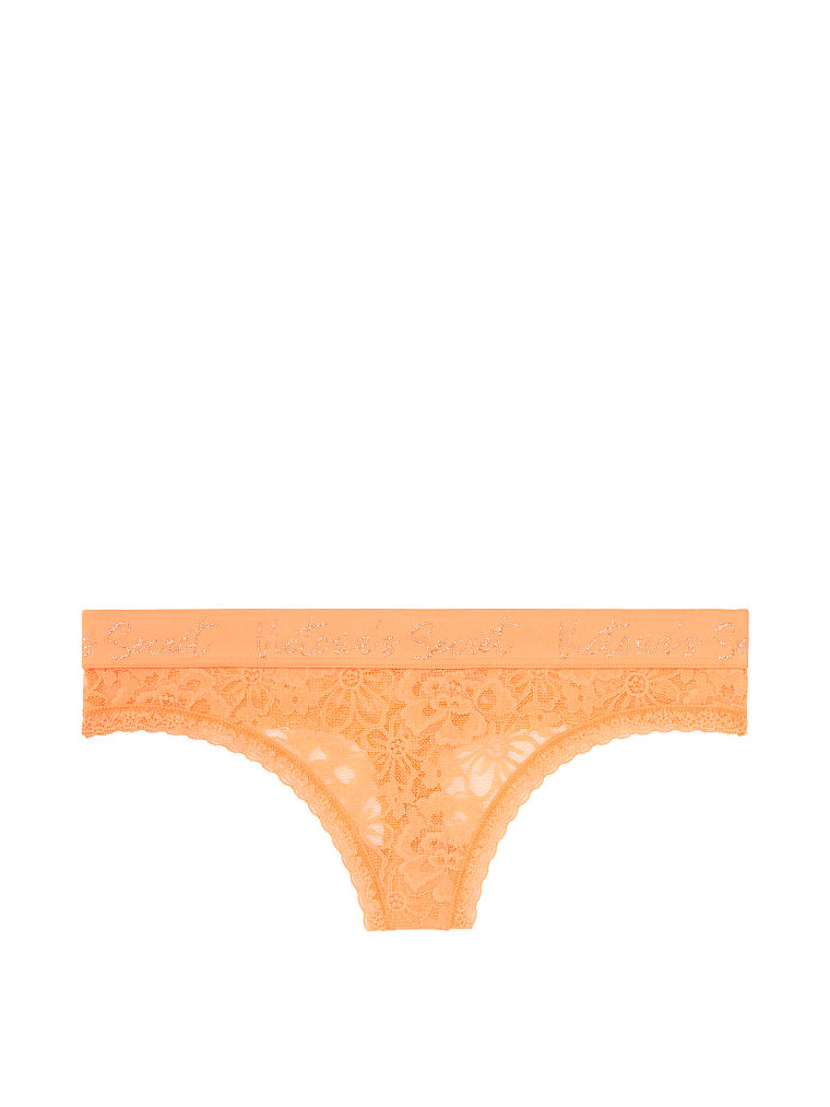 画像1: 【Victoria's Secret/ヴィクトリアシークレット】Script Logo Thong Panty ショーツ(XS)：パーティーピーチ