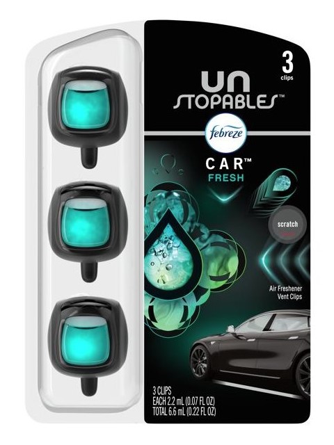 Usファブリーズ 車用芳香剤 3個入り Unstopables Fresh フレッシュ ルームフレグランス専門店カジュアルスタイル