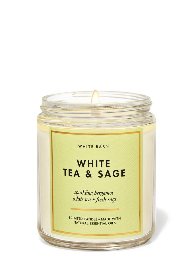 Bath&BodyWorks】1-wickキャンドル(7oz):ホワイトティー&セージ