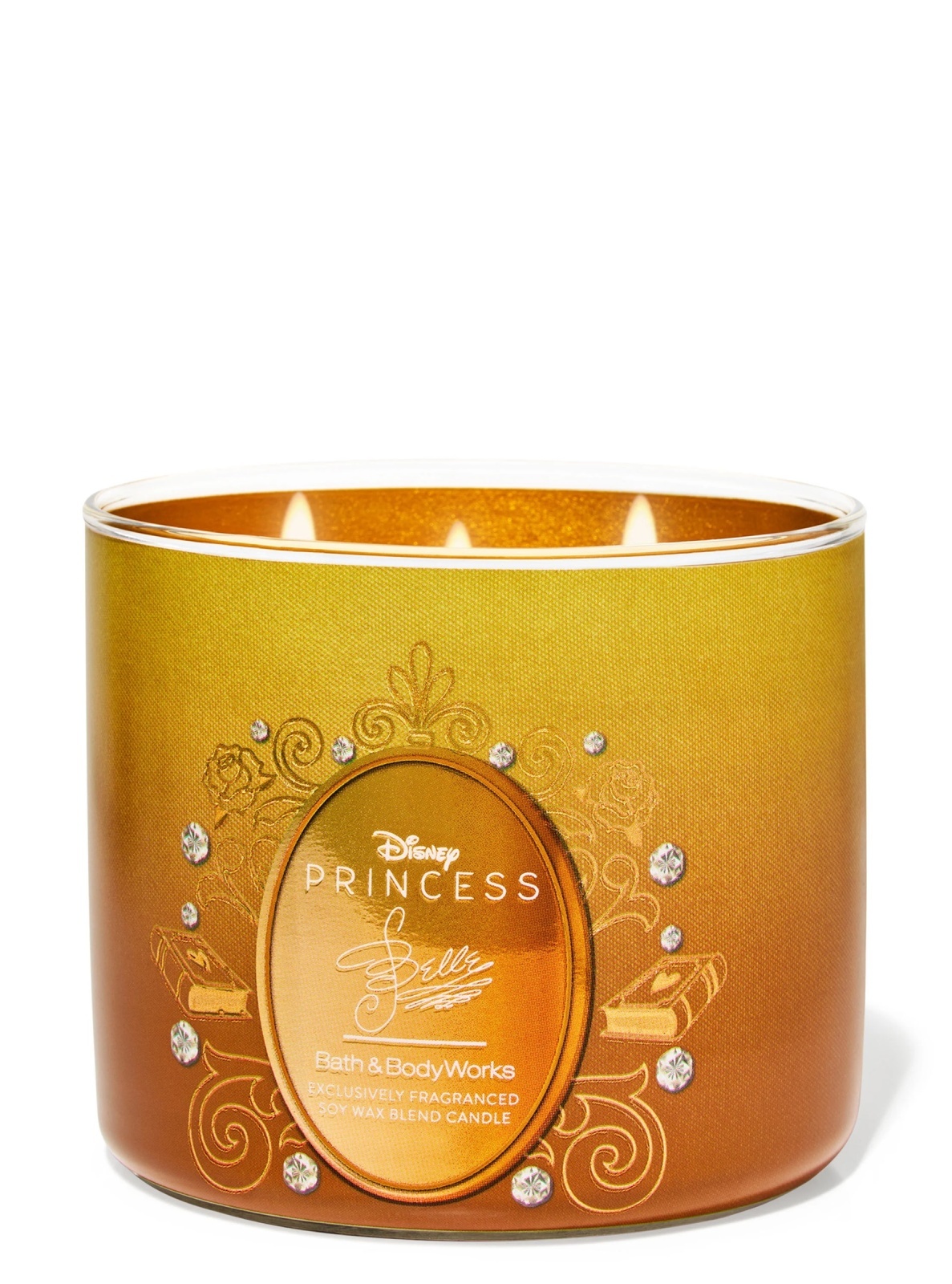 画像1: 【Bath&BodyWorks】《Disney Princessコラボ》3-wickキャンドル（14.5oz）：Belle (ベル)