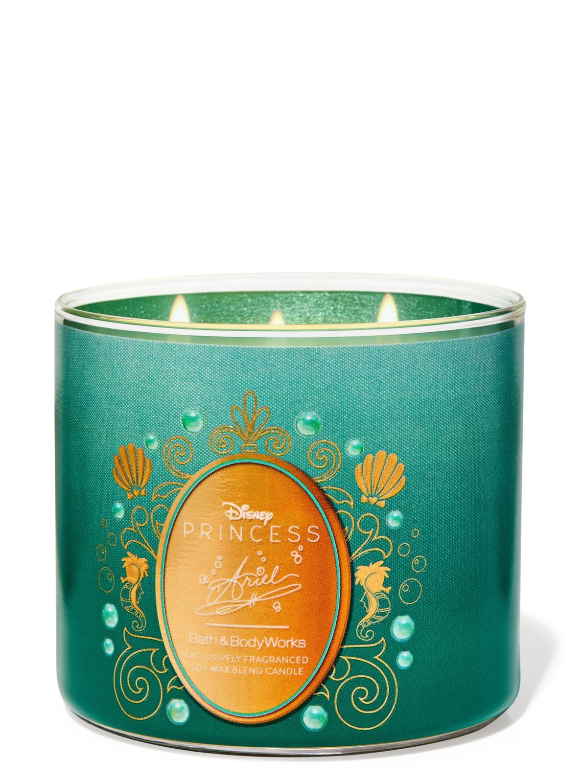 画像1: 【Bath&BodyWorks】《Disney Princessコラボ》3-wickキャンドル（14.5oz）：Ariel (アリエル)