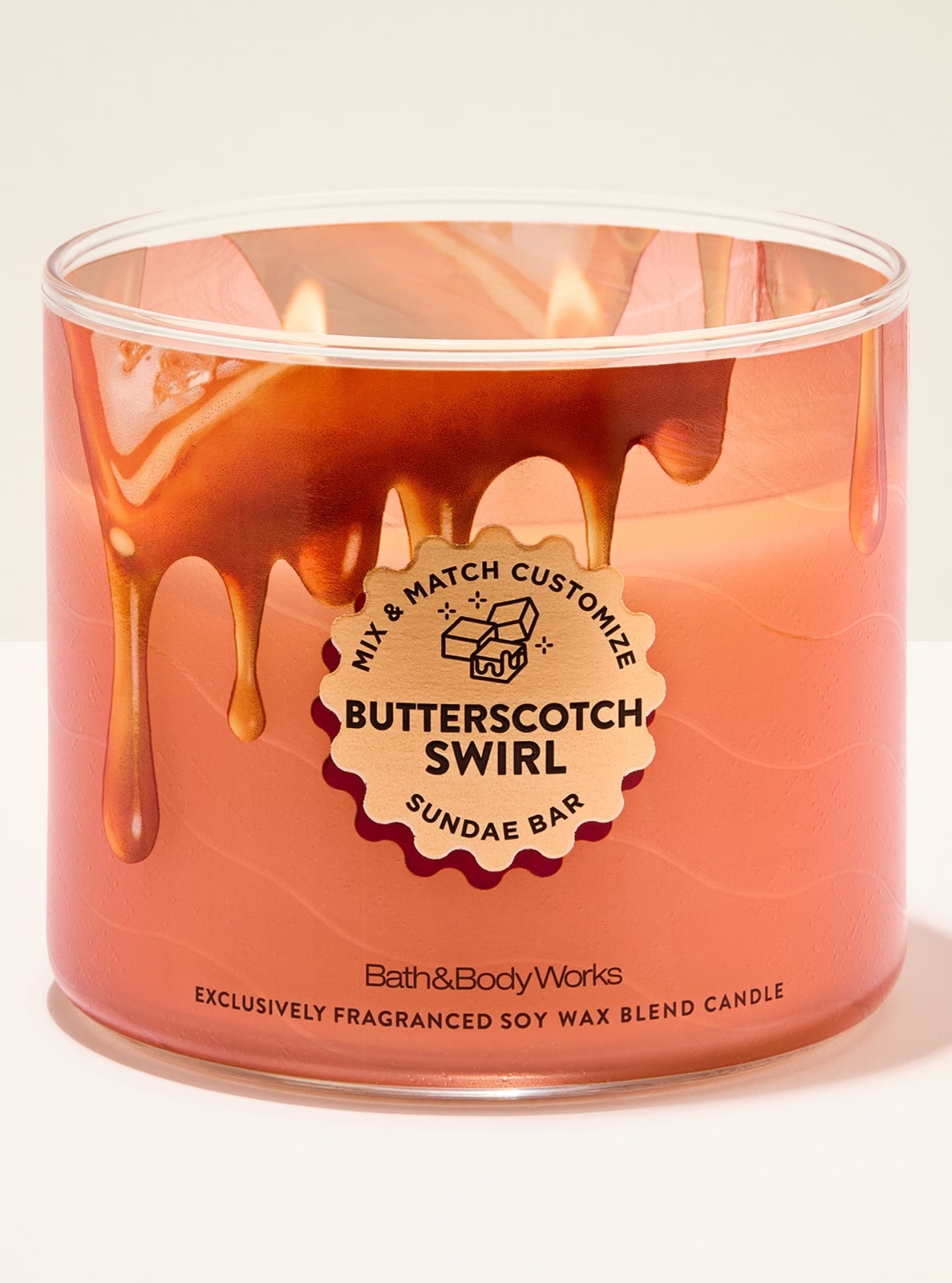 画像1: 【Bath&BodyWorks】3-wickキャンドル（14.5oz）：バタースコッチスワール