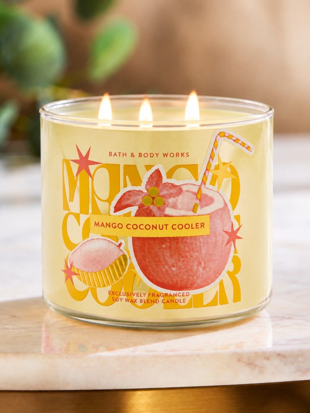画像1: 【Bath&BodyWorks】3-wickキャンドル（14.5oz）：マンゴーココナッツクーラー